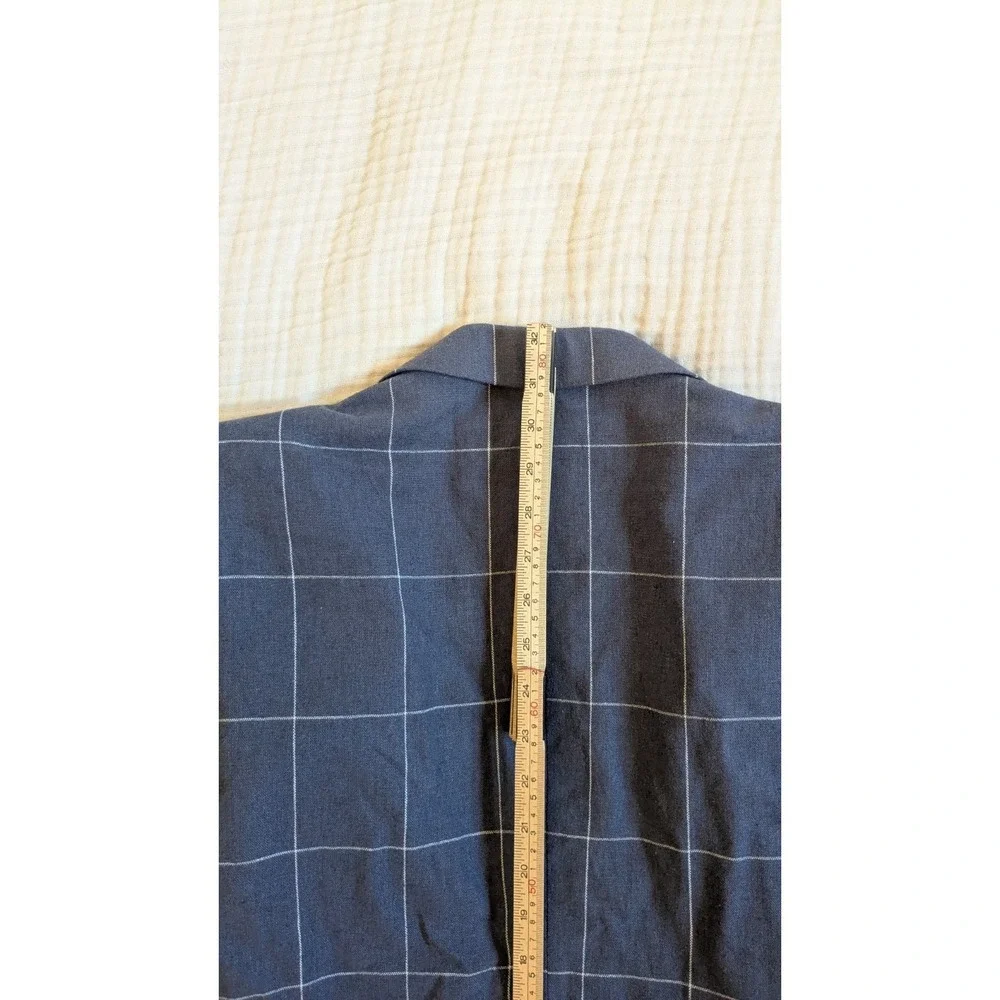 Stafford Linen Blend Signature Blazer Mens 54R Blue Windowpane Check Sports Coat